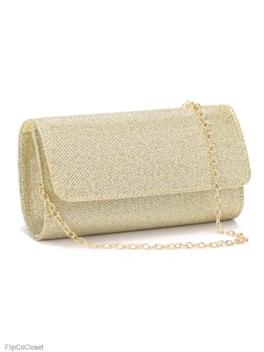 Sparkling Evening Clutch with Detachable Chain, Envelope Style, Polyester